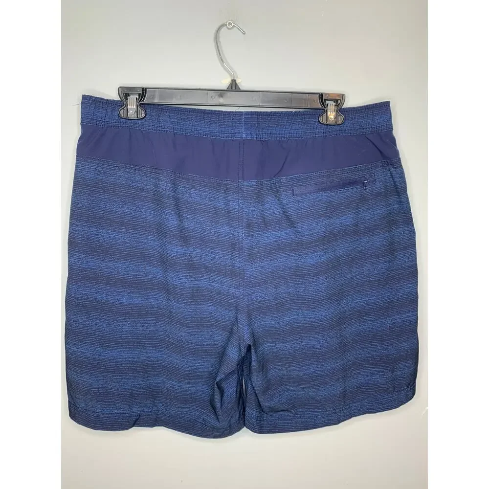 Speedo Men's XXL/TTG Navy Swimsuit Elastic Waist Back Zip Pocket